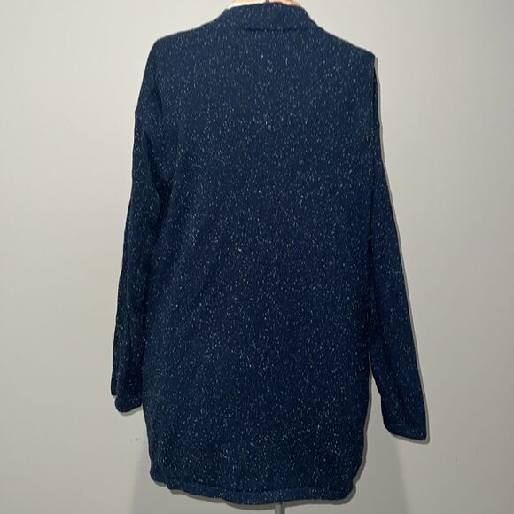 J JILL blue speckled cardigan sweater. One button closure. XL - Picture 3 of 12